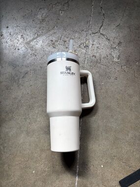 Stanley White Insulated Travel Mug with Handle and Straw